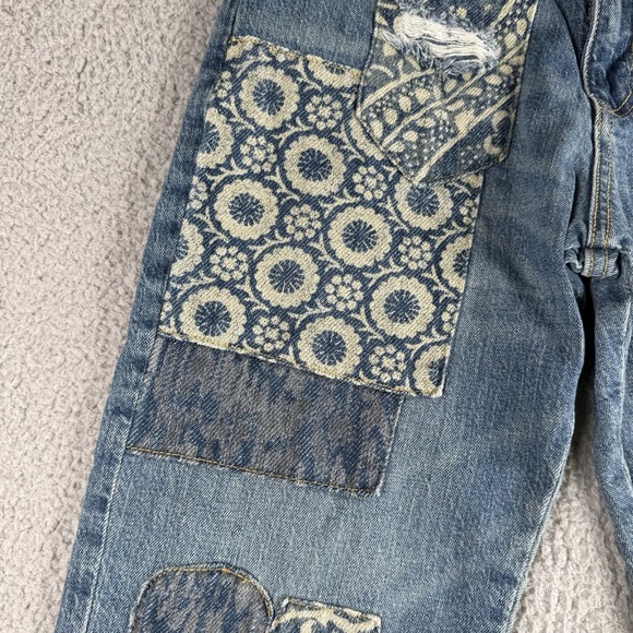 Anthropologie Pilcro The Borrowed Boyfriend Patchwork Jean Womens 25 Boho Hippie - Picture 3 of 16